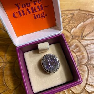 Lori Bonn Sterling Silver Purple Druzy Quartz slide charm